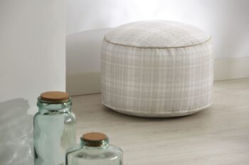 Puf Redondo Ovalo 50 cm - Beige cuadros