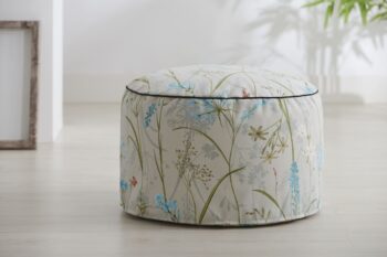 Puf Redondo Ovalo 50 cm - Flores azules