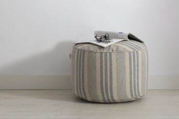 Puf Redondo Ovalo 50 cm - Rayas azules